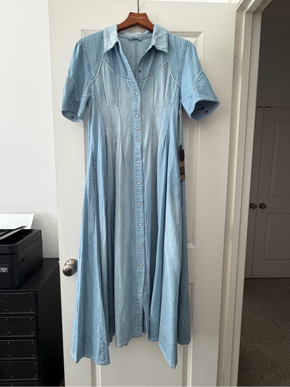 Double D Ranch Light Blue Denim Maxi Dress